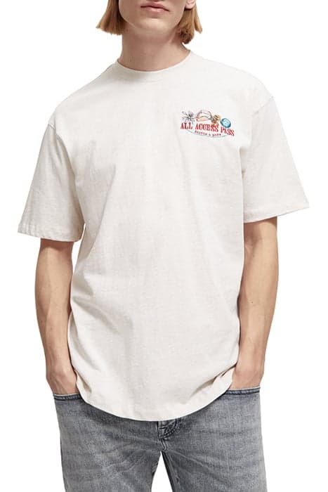 EMBROIDERED MELANGE T-SHIRT OFF WHITE MELANGE by Scotch & Soda