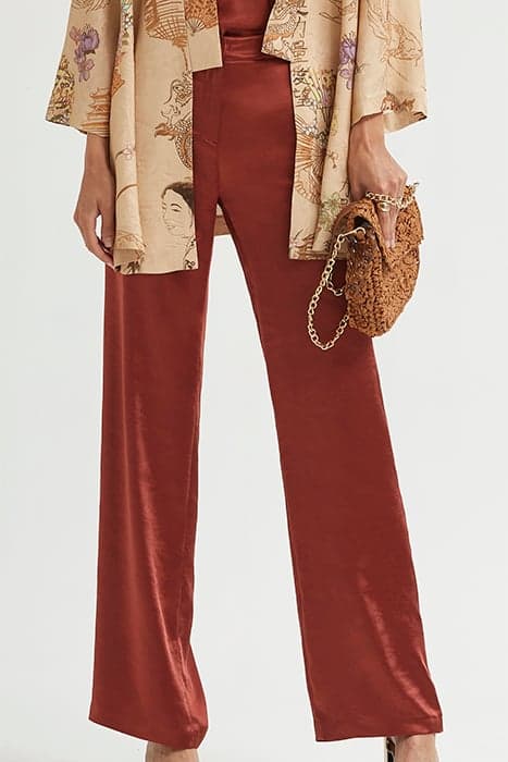 SATEEN WIDE LEG TROUSERS RUSSET ORANCE by OKY