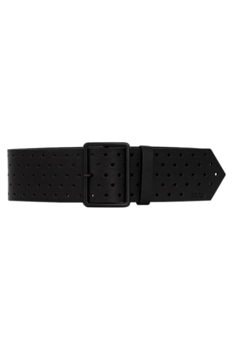 BLACK PERFORATED LEATHER WIDE BELT by IKKS