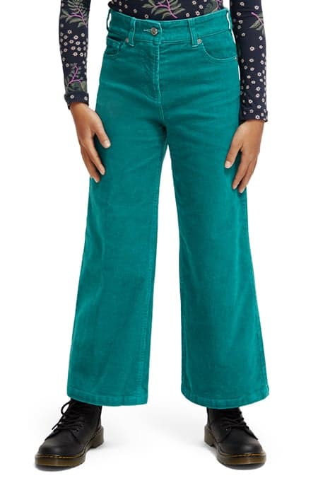 THE WAVE HIGH RISE SUPER WIDE JEANS IN CORDUROY JADE by Scotch & Soda