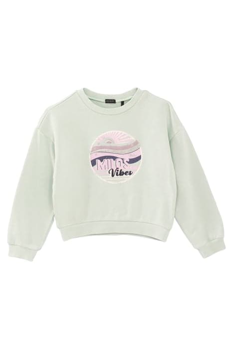 GIRLS’ AQUA GREEN EMBROIDERED VINTAGE IMAGE SWEATSHIRT by IKKS