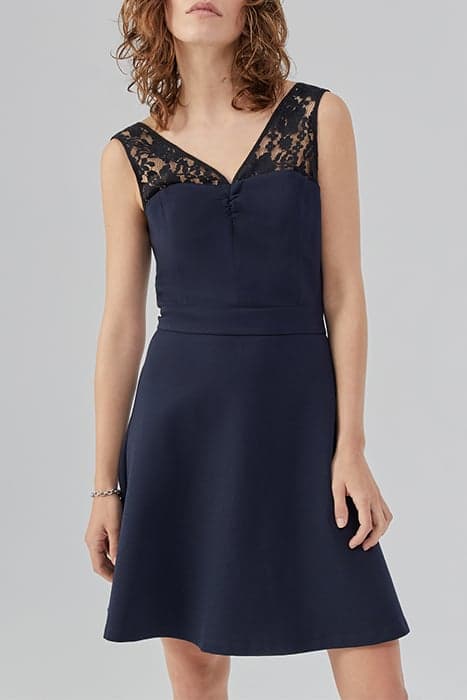 NAVY DRESS WITH BLACK LACE STRAPS by IKKS