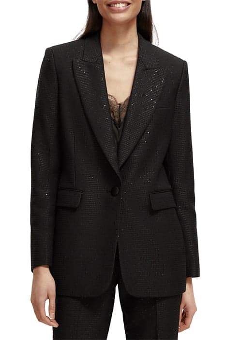 SEQUIN JACQUARD SINGLE BREASTED BLAZER BLACK by Scotch & Soda