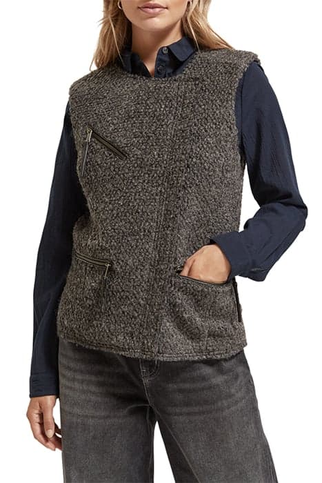 BOUCLE BIKER GILET CHARCOAL MELANGE by Scotch & Soda