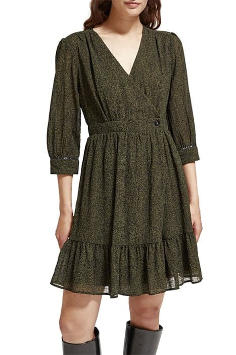 WRAP MINI DRESS LEOPARD SPOT GREEN by Scotch & Soda