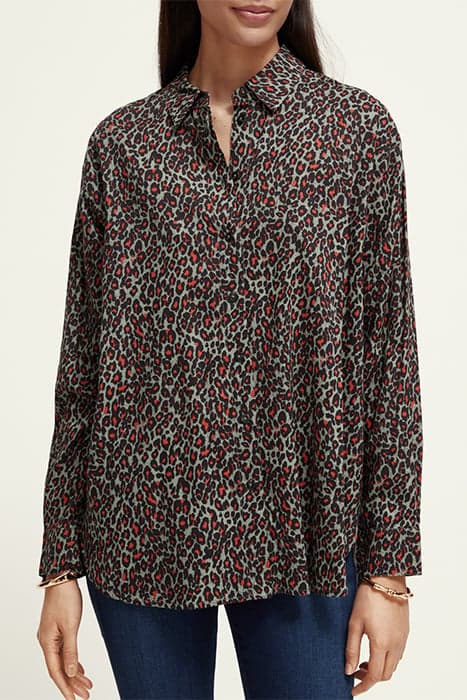 OVERSIZED SHIRT WITH PRINT CREATURES OF THE NIGHT FIELD GREE by Scotch & Soda