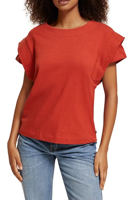 ARMHOLE DETAIL LOOSE FIT T-SHIRT KETCHUP by Scotch & Soda