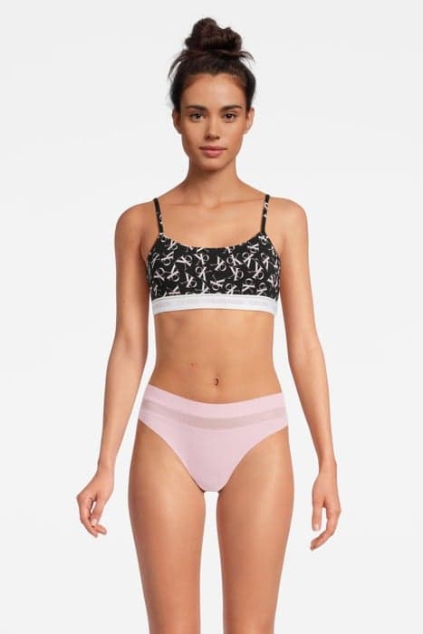 UNLINED BRALETTE, ZLF CASCADE LOGO PRINT BLCK W SAND ROSE by Calvin Klein