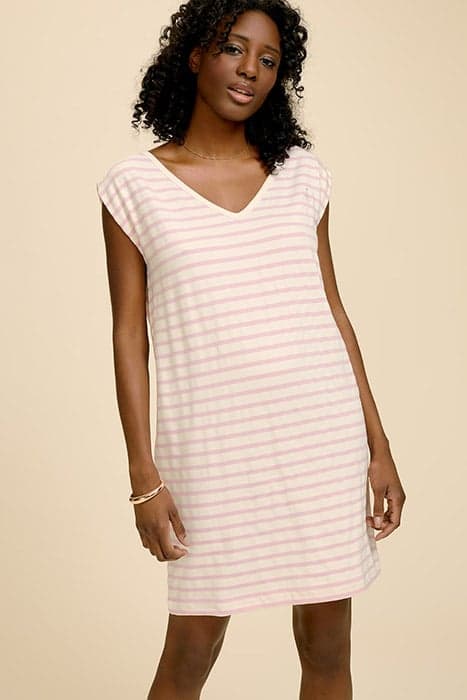 REFLEX - ECRU STRIPED COLOR DRESS by ONE STEP