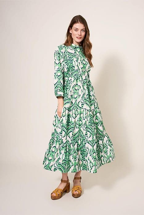 MAYRA TIERED SHIRT DRESS GREEN MULTI by White Stuff