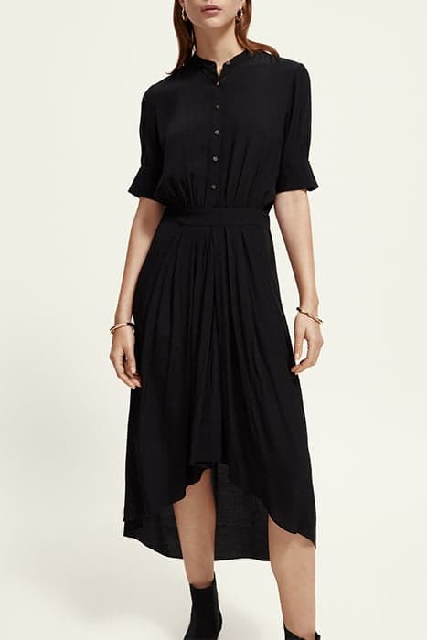 MIDI DRESS WITH HIGH LOW HEM BLACK by Scotch & Soda