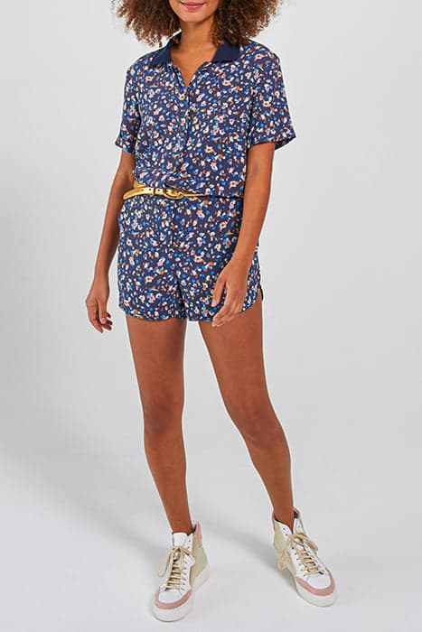 NAVY TACHIST PRINT PLAYSUIT by ICODE