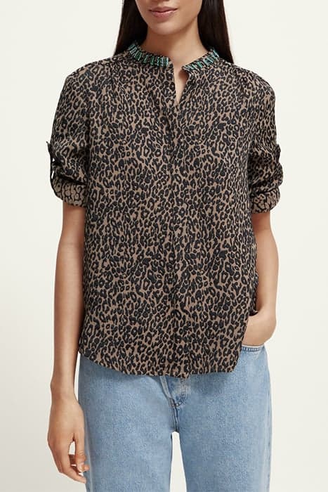 JACQUARD SHIRT WITH BEADED COLLAR CREATURES OF THE NIGHT JAC by Scotch & Soda