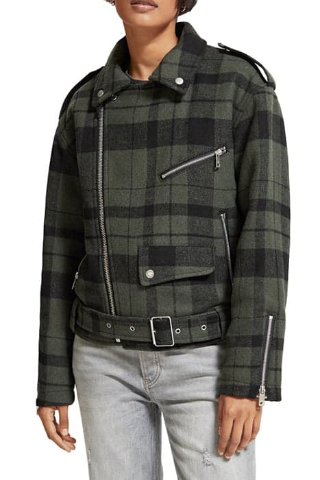 GREEN CHECK BIKER JACKET MILITARY GREEN CHECK by Scotch & Soda