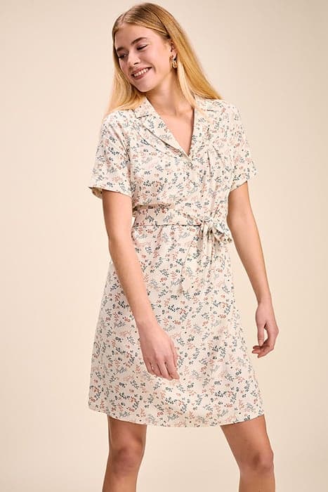 RELIGIO - IVORY SHIRT DRESS WITH PLANT BOUQUET PRINT by ONE STEP