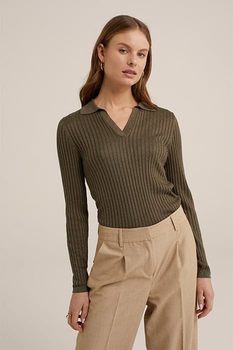 KNITTED PULLOVER KHAKI by WE Fashion