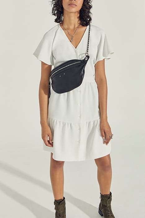 WOMEN'S OFF-WHITE V-NECK BUTTON-FRONT DRESS by IKKS