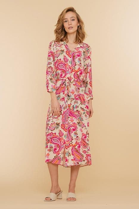 AOP LONG BLOUSEDRESS OFF-WHITE/PINK COMBI by Geisha