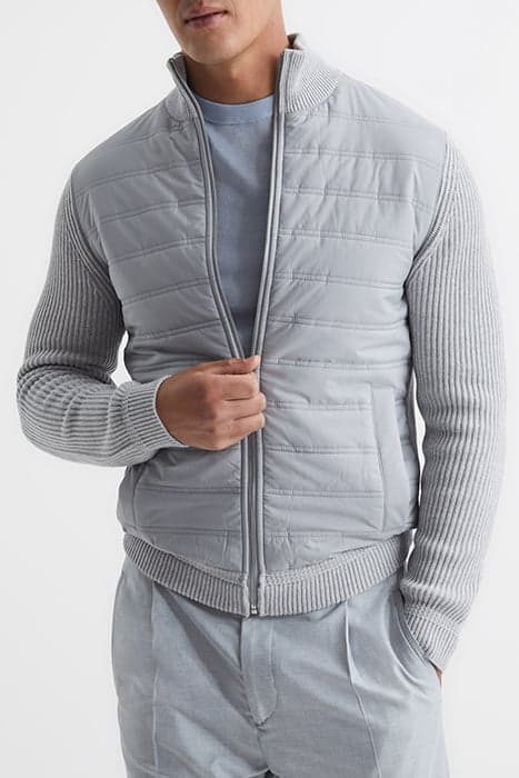 TRAINER-LS QUILTED HYBRID SOFT GREY by Reiss