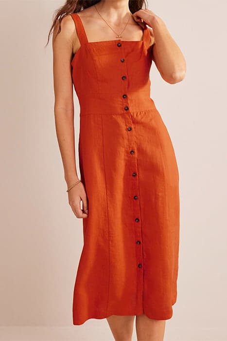 STRAPPY LINEN MIDI DRESS KUMQUAT by Boden