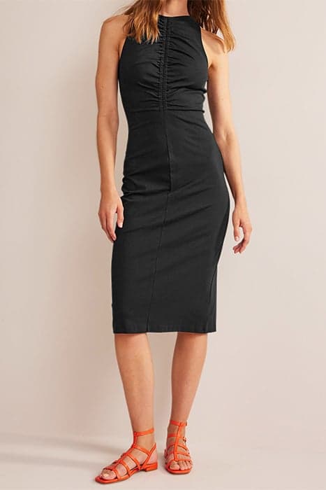 RACER JERSEY MIDI DRESS BLACK by Boden