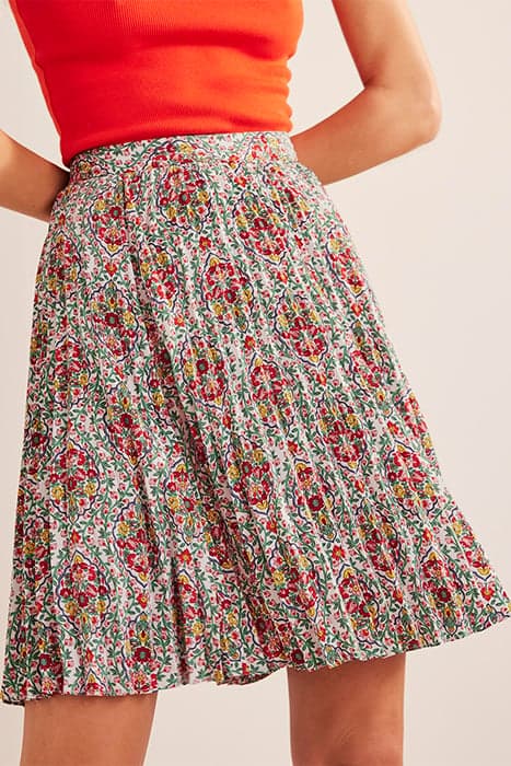 MINI PLEATED SKIRT MULTI, VINE TERRACE by Boden