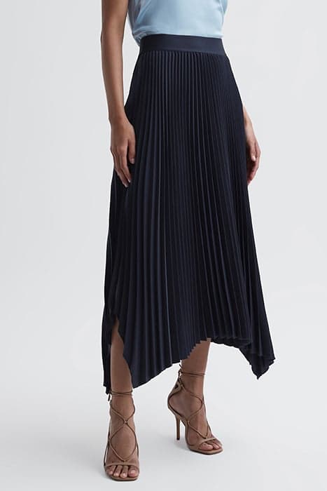 JODIE-PLEAT MIDI SKIRT NAVY by Reiss