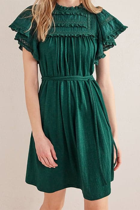 TRIM DETAIL JERSEY MINI DRESS EMERALD NIGHT by Boden