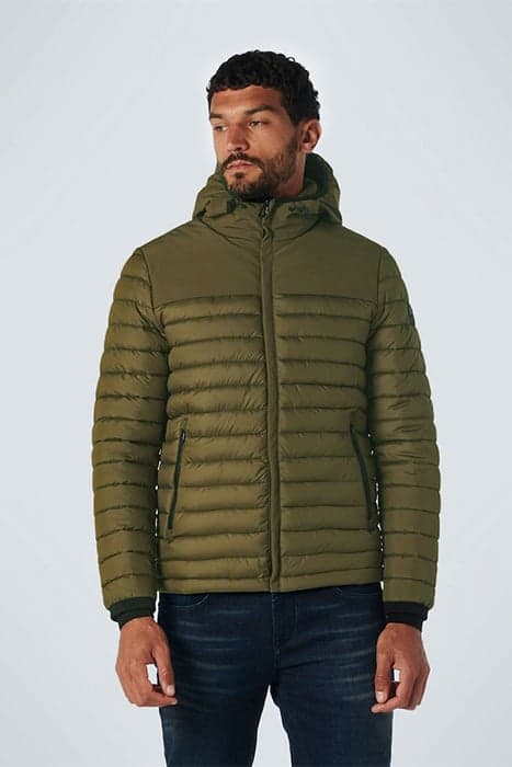 JACKET HOODED SHORT FIT PADDED MIX ARMY by No Excess