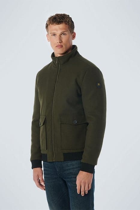 JACKET SHORT FIT WITH WOOL 2 COLOURED TWILL DARK ARMY by No Excess