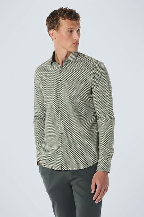 SHIRT STRETCH ALLOVER PRINTED DARK GREEN by No Excess