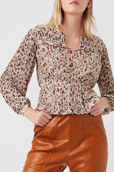 ALISON RECYCLD GGT PLEATD TOP CLASSIC CREAM MULTI by French Connection