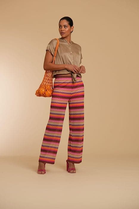 PANTS AUBERGINE/BROWN/FUCHSIA by Geisha