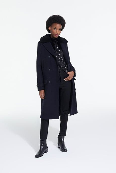 LONG CROSSOVER PEA STYLE COAT NAVY by The Kooples