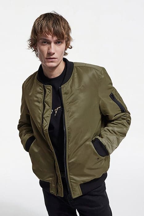 BOMBERS SHAPED JACKET WITH RIBBED EDGES KAKI by The Kooples