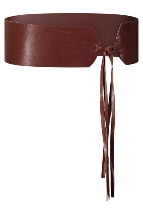 LEATHER WAISTBELT WITH STRINGS COGNAC by Summum Woman