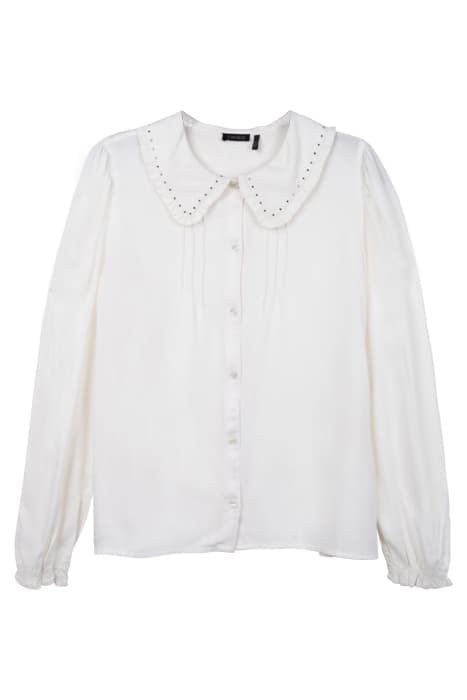 GIRLS’ WHITE LENZING™ ECOVERO™ SHIRT WITH STUDDED COLLAR by IKKS