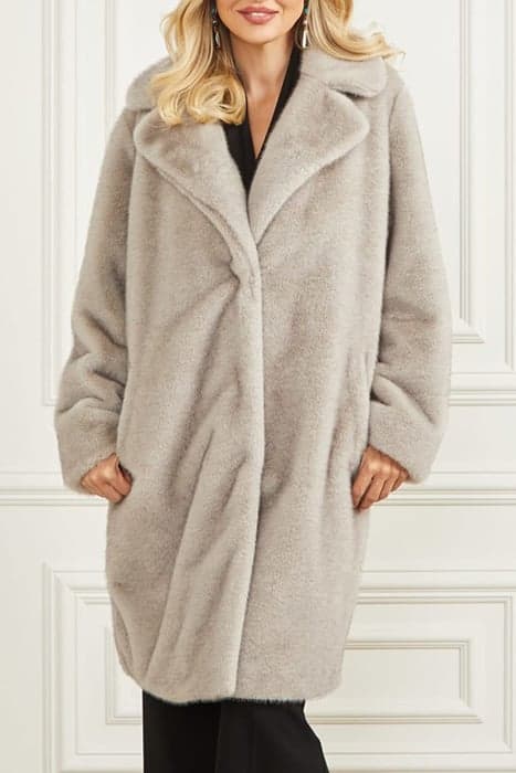 BIANCA FAUX FUR COAT GREY PEARL MULTI by Marciano by Guess