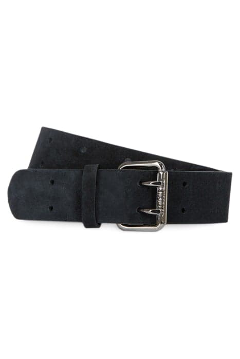 SUEDE BELT WITH DOUBLE PIN BUCKLE BLACK by The Kooples