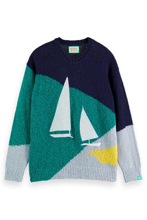 MELANGE PULLOVER WITH BOAT ARTWORK NAVY / SEA GLASS / SHIRT  by Scotch & Soda