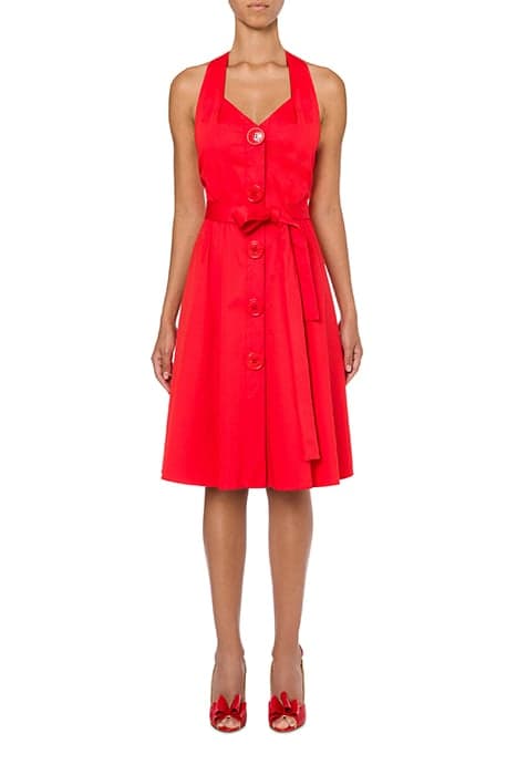 MOSCHINO BUTTONS STRETCH SATIN DRESS RED by Moschino