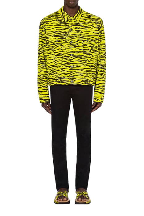 TIGER PRINT STRETCH GABARDINE JACKET GREEN by Moschino