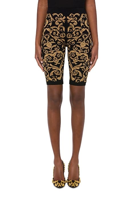 BIKE SHORTS IN BAROQUE JACQUARD KNIT BLACK by Moschino