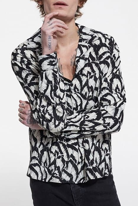 FEATHER PRINT SHIRT OFF WHITE / BLACK by The Kooples