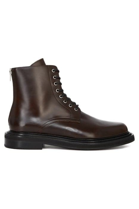 LEATHER ANKLE BOOTS WITH NOTCHED SOLE BROWN by The Kooples