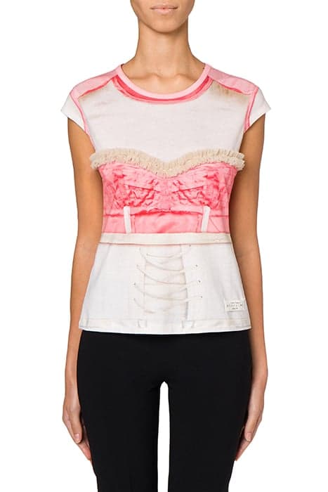 INSIDE OUT TROMPE-L'ŒIL JERSEY T-SHIRT PINK by Moschino