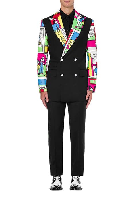 MOSCHINO COMICS WOOL CAVAS JACKET BLACK by Moschino