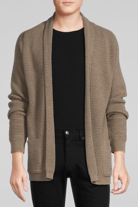 MEN'S BEIGE DECORATIVE KNIT CARDIGAN WITH SHAWL COLLAR MINK by IKKS