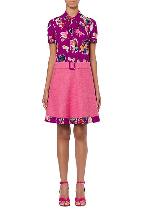 FASHION SKETCHES GEORGETTE AND BOUCLÉ DRESS PINK by Moschino