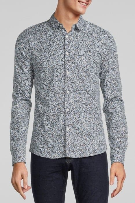 NAVY ORGANIC MICRO-FLOWER PRINT SLIM SHIRT NAVY by IKKS